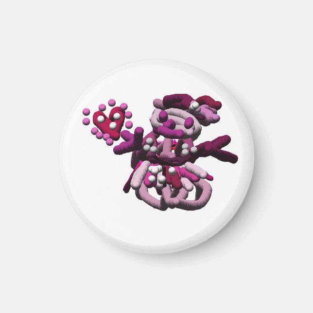 Rosa party snögubbe magnet (Framsidan)