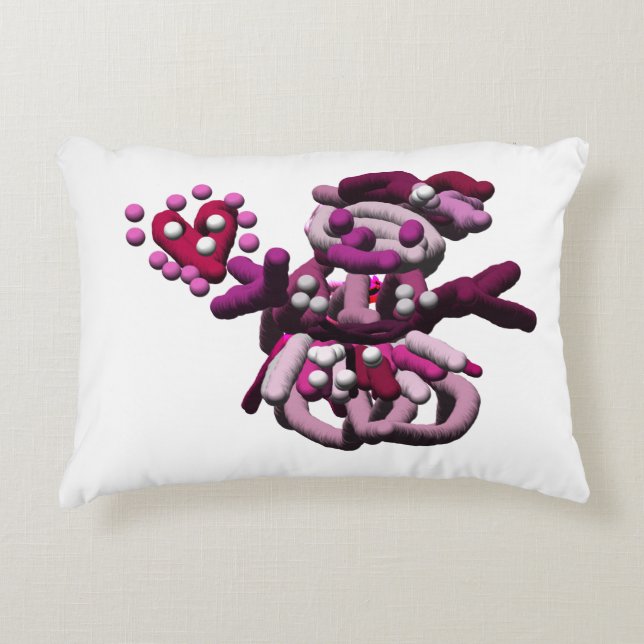 Rosa party snögubbe prydnadskudde (Framsidan)