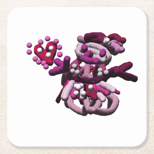 Rosa party snögubbe underlägg papper kvadrat (Framsidan)