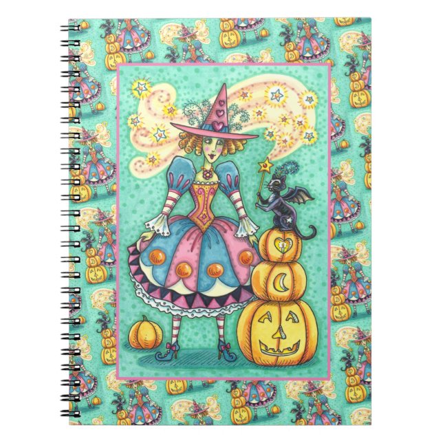 ROSA PARTY WITCH IS HALLOWEEN MAGIC, BLACK CAT ANTECKNINGSBOK (Framsidan)