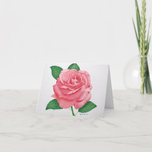 Rosa Pascal Note Card Kort (Framsida)