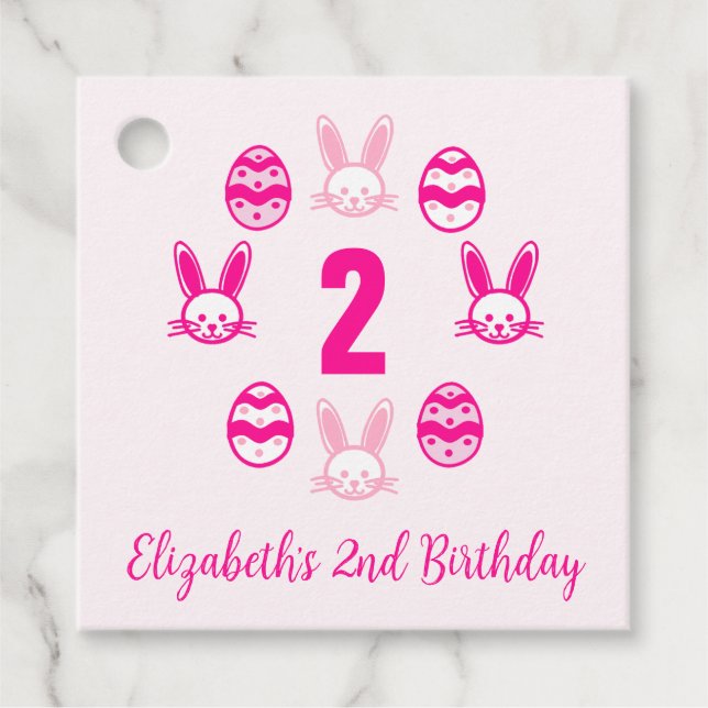 Rosa Påsk 2:a födelsedag Gåvor Etiketter (Framsida)
