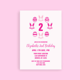 Rosa Påsk 2:a födelsedag Inbjudningar