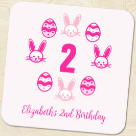 Rosa Påsk 2:a födelsedag Underlägg Papper Kvadrat
