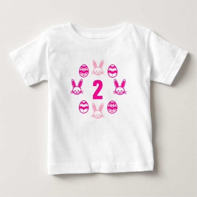 Rosa påsk 2-års födelsedag t shirt (Framsida)