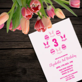 Rosa Påsk 3:e födelsedagen Inbjudningar