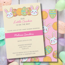 ROSA PÅSK BABY SHOWER-INBJUDAN