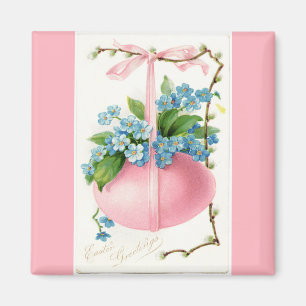 Rosa Påskägg och blommor Magnet
