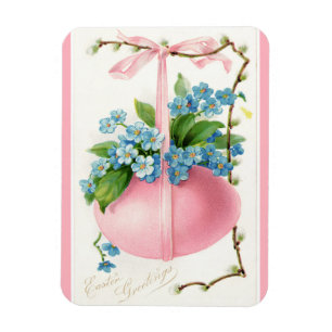 Rosa Påskägg och blommor Magnet