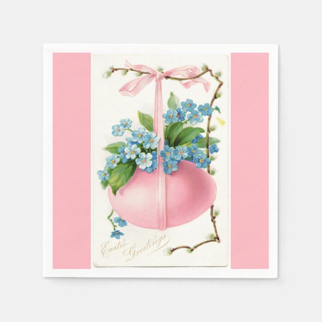 Rosa Påskägg och blommor Pappersservett (Framsidan)