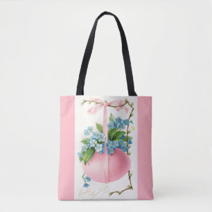 Rosa Påskägg och blommor Tygkasse