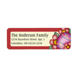 Rosa Påskägg Red Flowers Påsk Address Label Returadress Etikett