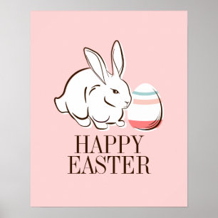 Rosa Påskhare och Egg Glad påsk Poster