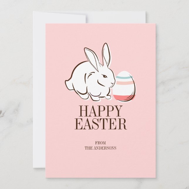 Rosa Påskhare och Glad påsk-kort Julkort (Framsida)