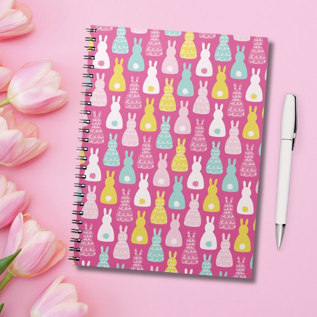 Rosa Påskhare Rabbit Mönster Anteckningsbok (Pink bunny rabbit notebook.  Perfect for girls stationery or Easter gifts.)