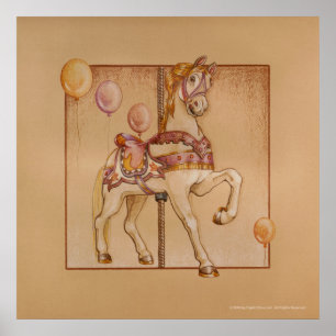 ROSA PASSION CAROUSEL HORSE POSTER