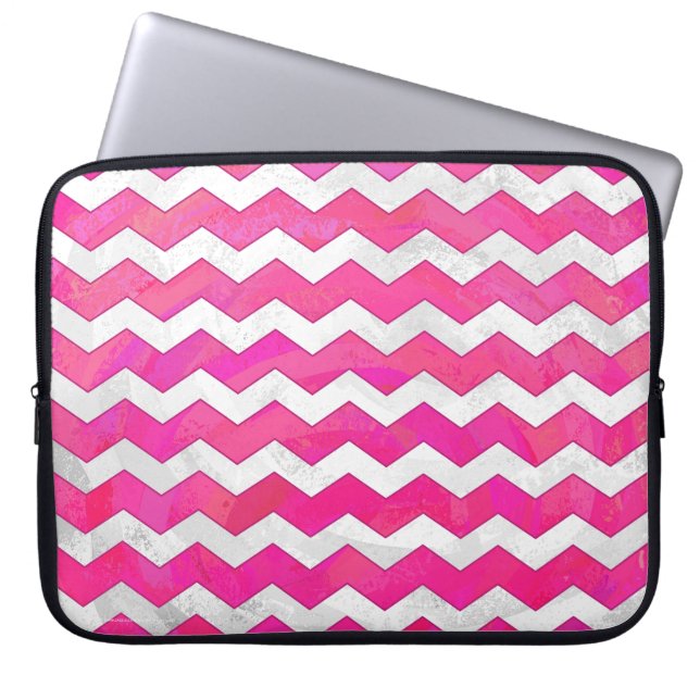 Rosa Passion Chevron Mönster Laptop Fodral (Framsidan)