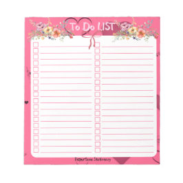 Rosa Passion Heart att göra lista Anteckningsblock