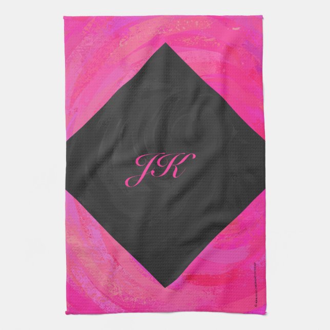 Rosa Passion Monogram Kökshandduk (Vertikal)