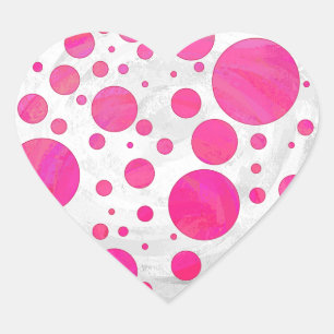 Rosa Passion Polka Dot Mönster Hjärtformat Klistermärke