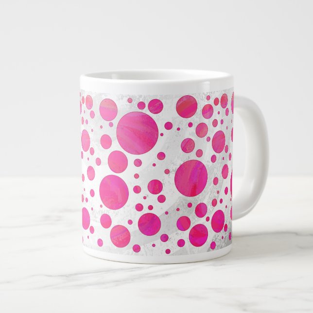 Rosa Passion Polka Dot Mönster Jumbo Mugg (Framsida höger)