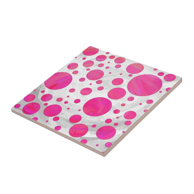 Rosa Passion Polka Dot Mönster Kakelplatta (Sidan)