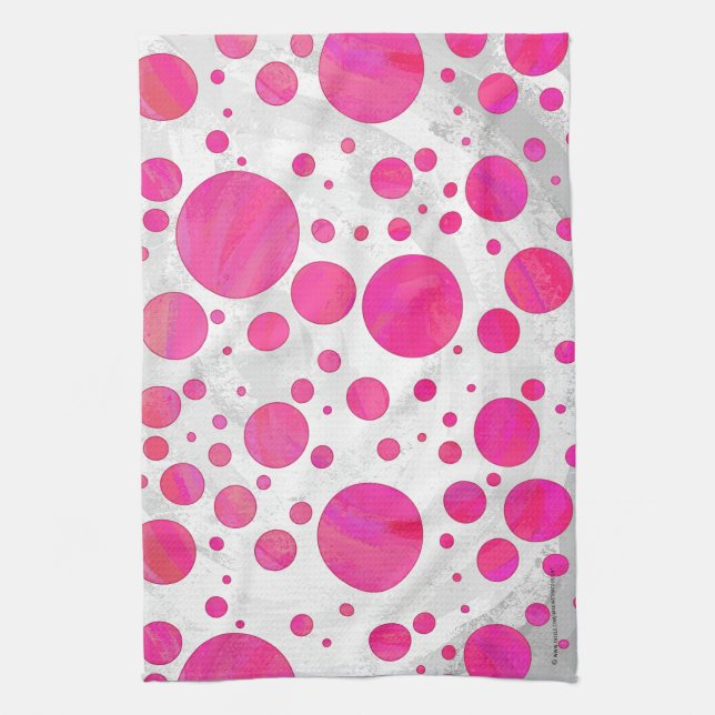Rosa Passion Polka Dot Mönster Kökshandduk (Vertikal)