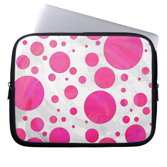 Rosa Passion Polka Dot Mönster Laptop Fodral (Framsidan)
