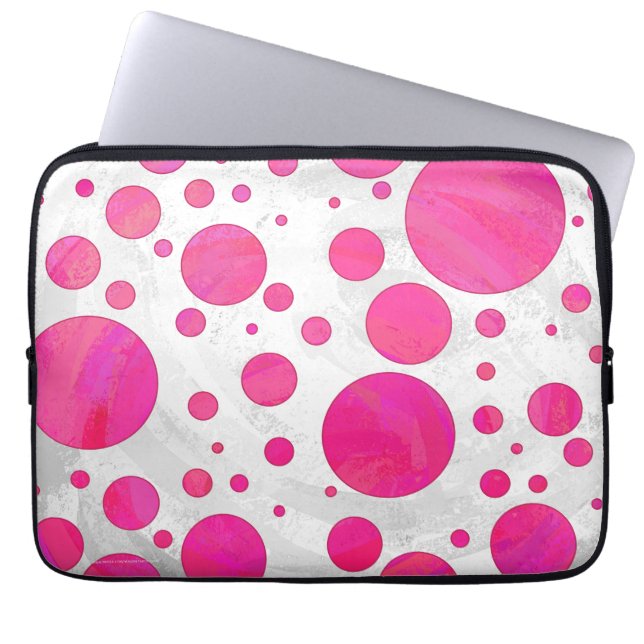 Rosa Passion Polka Dot Mönster Laptop Sleeve (Framsidan)
