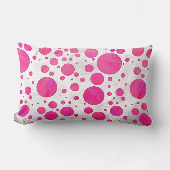 Rosa Passion Polka Dot Mönster Lumbarkudde (Framsida)