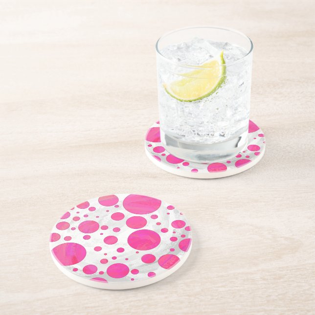 Rosa Passion Polka Dot Mönster Underlägg Sandsten (Sidan)