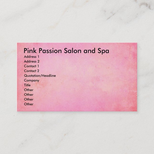 Rosa Passion Salon och Spa Visitkort (Framsida)