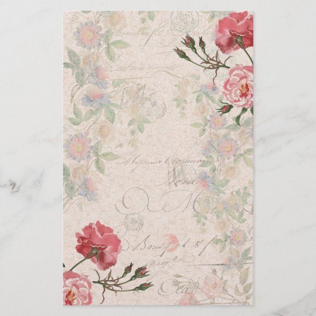 Rosa Passionflowerbrevpapper för franska Ephemera Brevpapper (Framsida)
