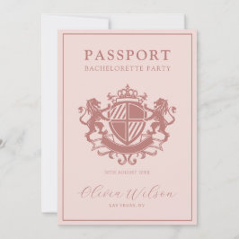  Rosa Passport Destination Bachelorette Party Inbjudningar