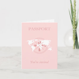 Rosa Passport Travel Girl Baby Shower World Map Inbjudan