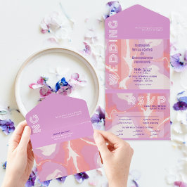 Rosa Pastel Abstrakt Art Bröllop
