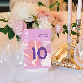 Rosa Pastel Abstrakt Art Bröllop Bord-kort Bordsnummer