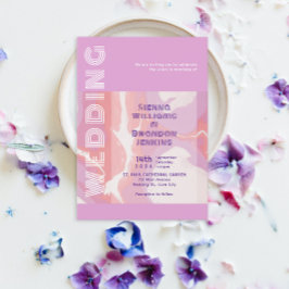 Rosa Pastel Abstrakt Art Bröllop Inbjudningar