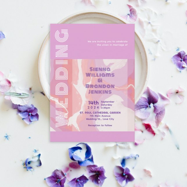 Rosa Pastel Abstrakt Art Bröllop Inbjudningar (Skapare uppladdad)