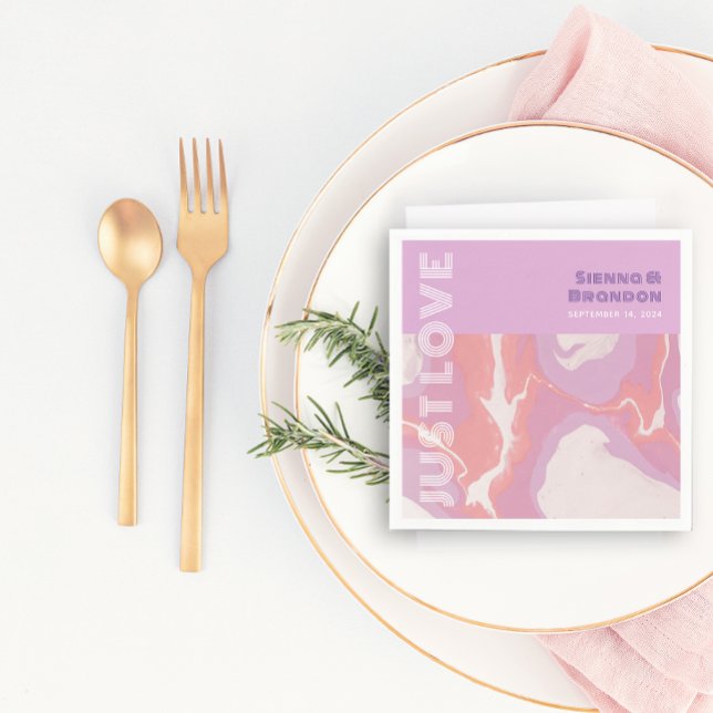 Rosa Pastel Abstrakt Art Bröllop Napkins Pappersservett (Skapare uppladdad)