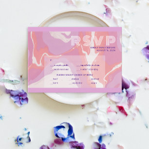 Rosa Pastel Abstrakt Art Bröllop OSA Kort