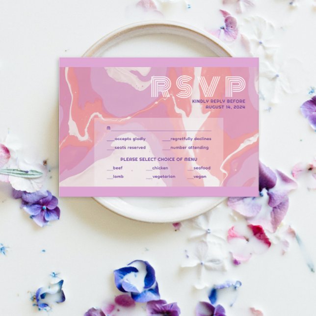 Rosa Pastel Abstrakt Art Bröllop OSA Kort (Skapare uppladdad)
