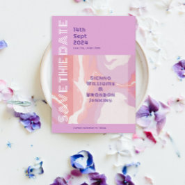 Rosa Pastel Abstrakt Art Spara datumkort Datumet