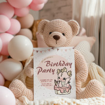 Rosa Pastel Baby Dragon Birthday-inbjudan
