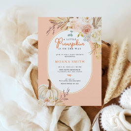 Rosa Pastel Boho Pumpkin Autumn Baby Shower Inbjudningar