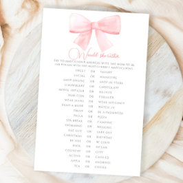 Rosa Pastel Bow Baby Shower, skulle hon hellre än