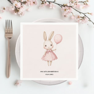 Rosa Pastel Bunny Påsk Barns födelsedag Pappersservett