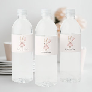 Rosa Pastel Bunny Påsk Barns födelsedag Vattenflaskor Etikett