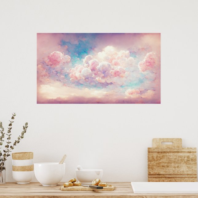 Rosa Pastel Cloudscape Art Poster (Kök)