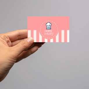 Rosa Pastel Cute Simple Home Bakery Logotyp Visitkort